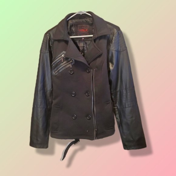 Yoki Black faux Peacoat, size L - Picture 1 of 7